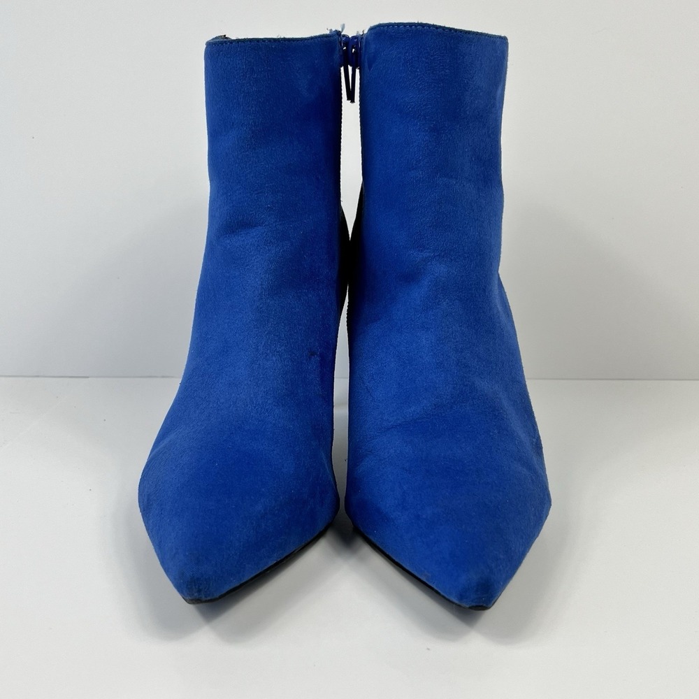 Dolce Womens Suede Stiletto Heel Ankle Boot Size 7.5 Blue Black Modern Sleek - Picture 3 of 13